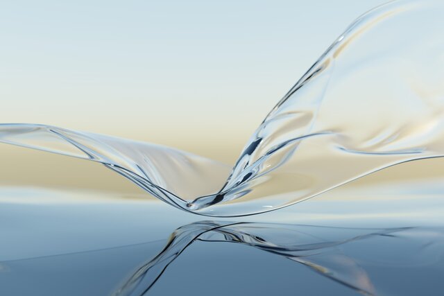 Wind glass ribbon on water. abstract wallpaper for banner. 3d rendering